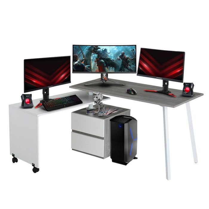 Techni Mobili Rotating Multi-PositionalModern Desk, Grey