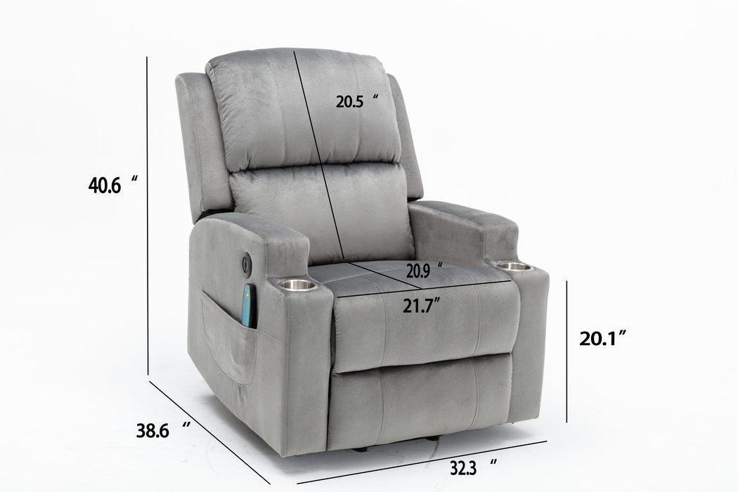 Electric Lift Recliner for the Elderly with Massage Therapy and Heat, Power Lift Chair, with 2 Cupholders, Sofa sSuitable for Living Room& Bed Room, Grey