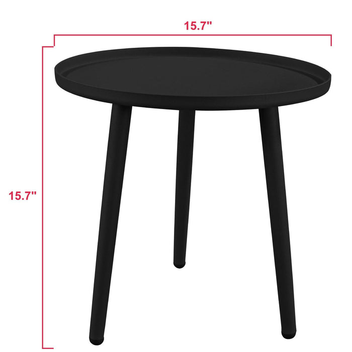Outdoor Coffee Side Table Aluminum End Table for Living Room Bedroom Office Small Spaces Black
