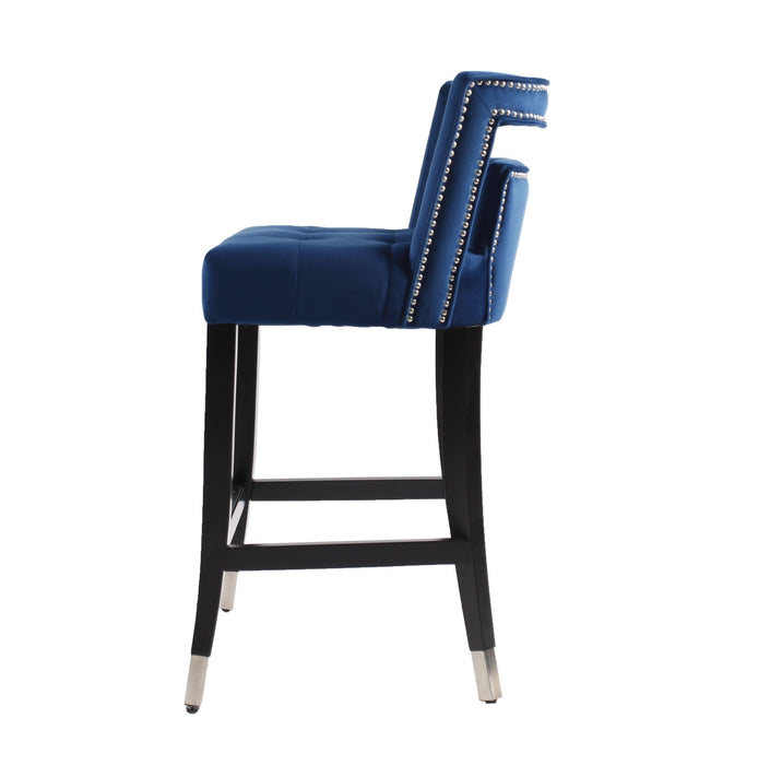 Suede Velvet Barstool with nailheads Living Room Chair 2 pcs Set - 26 inch Seater height