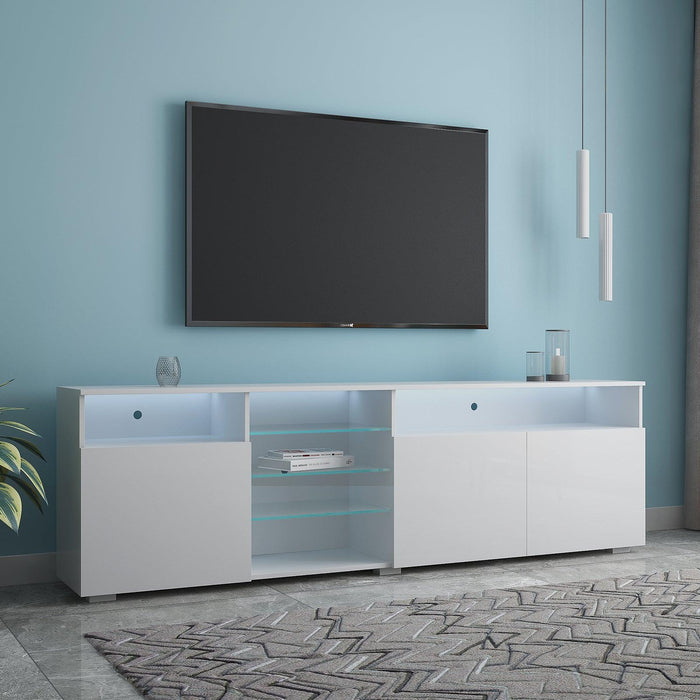 TV Stand  High Gloss DoorsModern TV Stand LED (White)