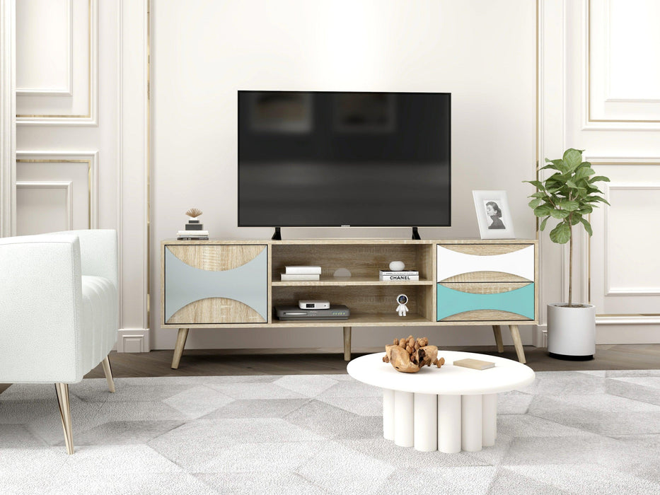 TV Stand withStorage Cabinet and Shelves, TV Console Table for Living Room
