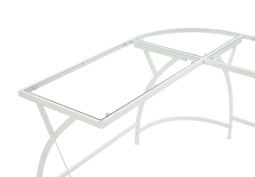 ACME Janison Computer Desk in Clear Glass & White Finish OF00052