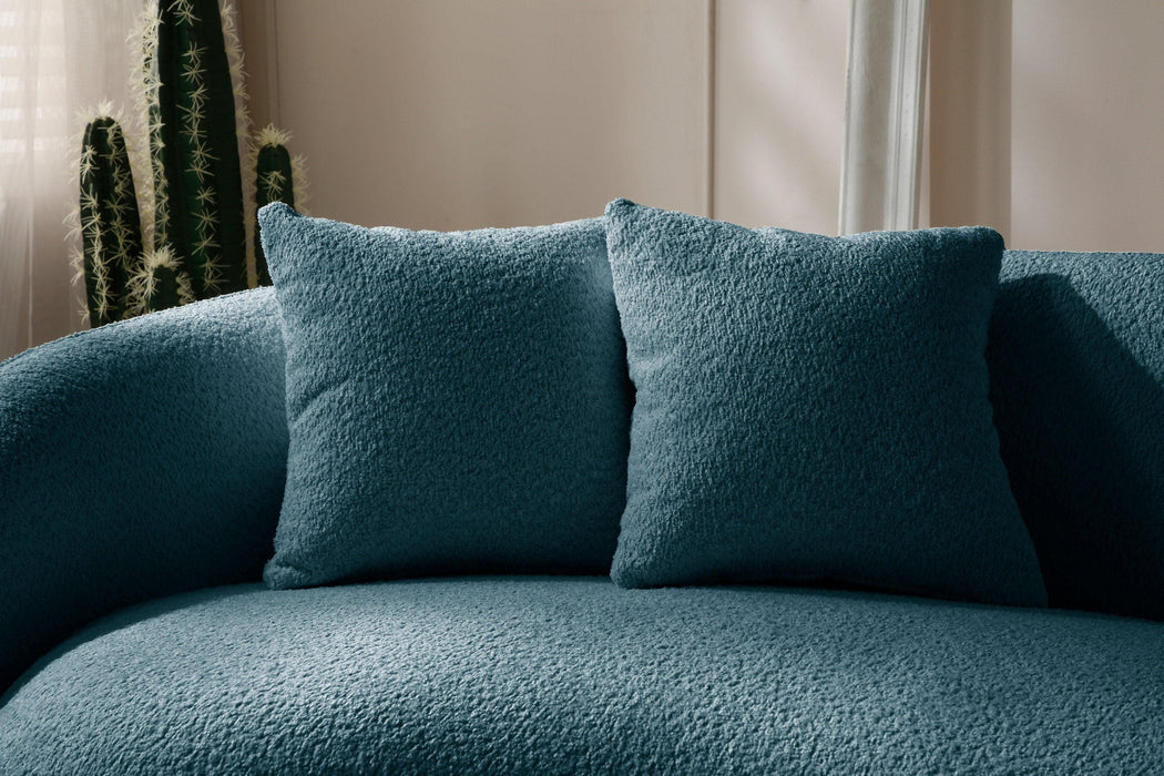 102''  Boucle SofaModern Sectional Half Moon Leisure Couch Curved Sofa Teddy Fleece Velet  Blue