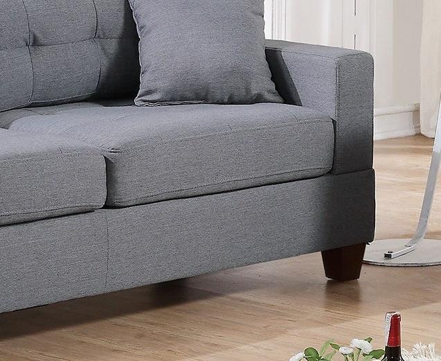 Living Room Furniture 2pc Sofa Set Grey Polyfiber Tufted Sofa Loveseat w Pillows Cushion Couch