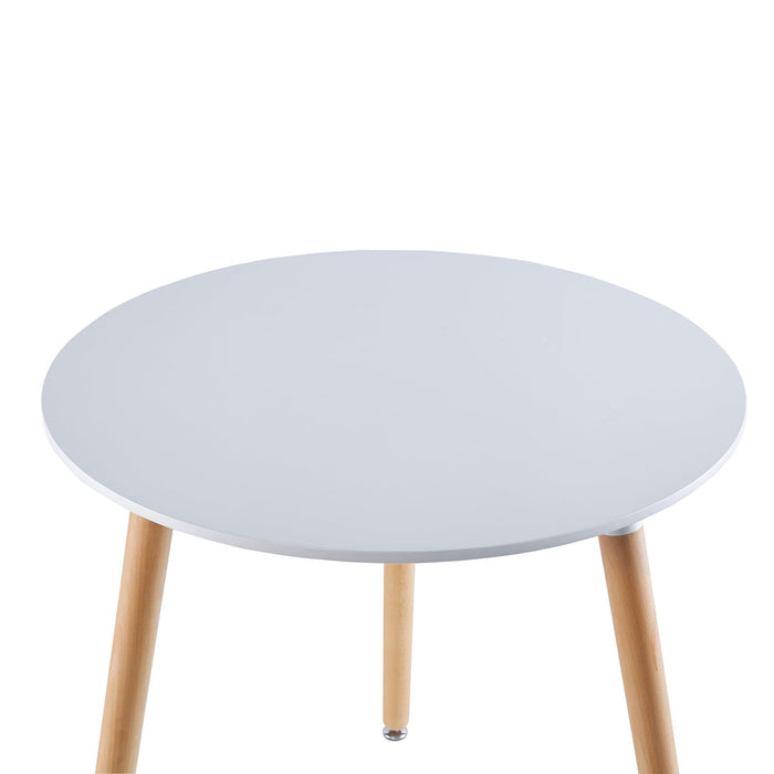 31.5"White Table Mid-century Dining Table for 2-4 people With Round Mdf Table Top, Pedestal Dining Table, End Table Leisure Coffee Table wood leg