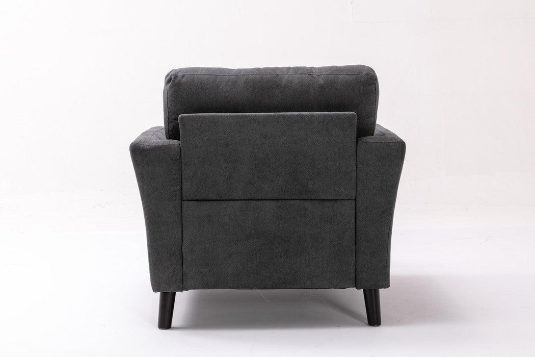 Damian Gray Velvet Fabric Sofa Loveseat Chair Living Room Set