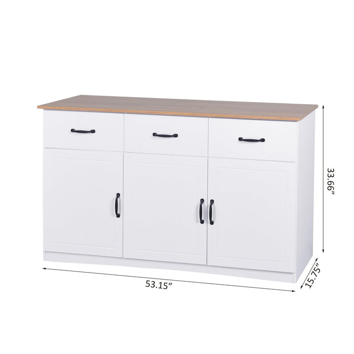 White Buffet Cabinet withStorage, Kitchen Sideboard with 3 Doors and 3 Drawers, Coffee Bar Cabinet,Storage Cabinet Console Table for Living Room