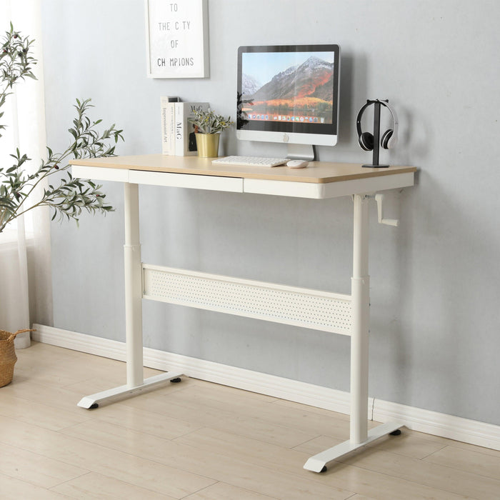 Standing Desk with Metal Drawer 48 x 24 Inches , Adjustable Height  Stand up Desk, Sit Stand Home Office Desk, Ergonomic Workstation