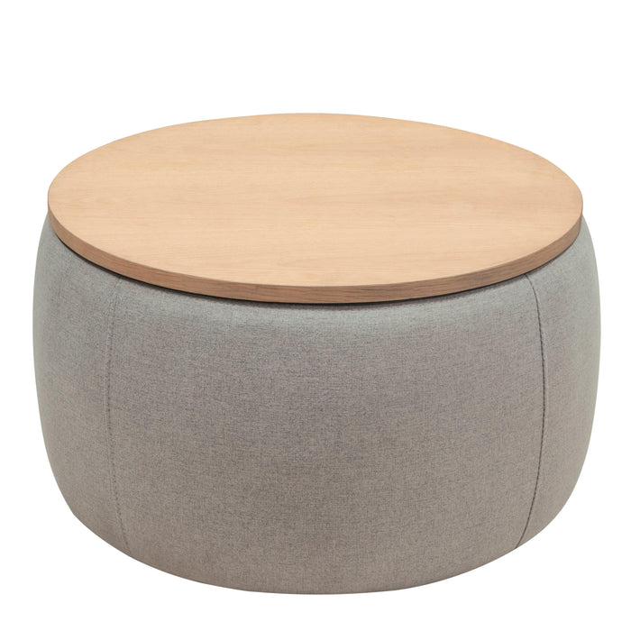 RoundStorage Ottoman, 2 in 1 Function, Work as End table and Ottoman,  Grey (25.5"x25.5"x14.5")