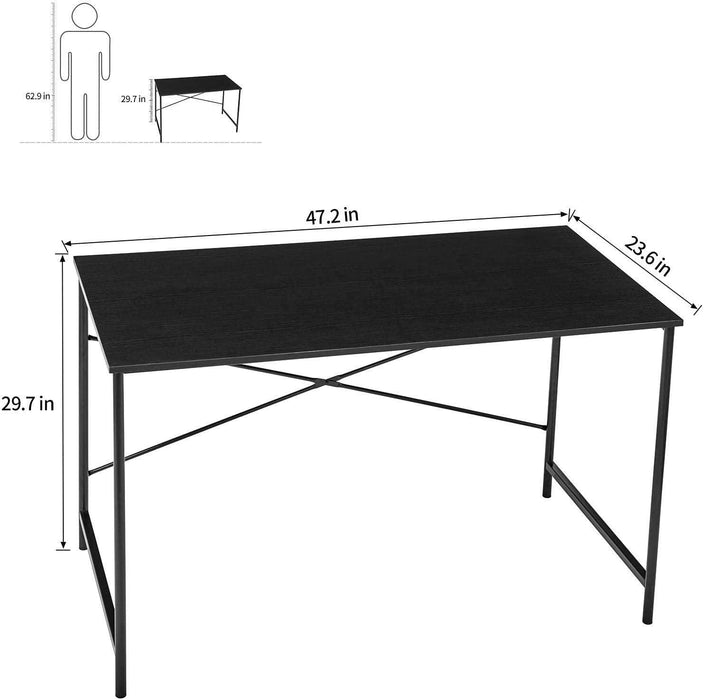47.2“W x 23.6”D x 29.6“H Metal Frame Home Office Writing Desk - Full Black