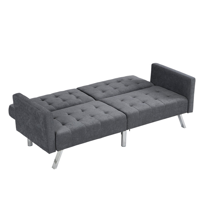 Sofa Bed Convertible Folding Dark Grey Lounge Couch Loveseat Sleeper Sofa  Armrests Living Room Bedroom Apartment Reading Room