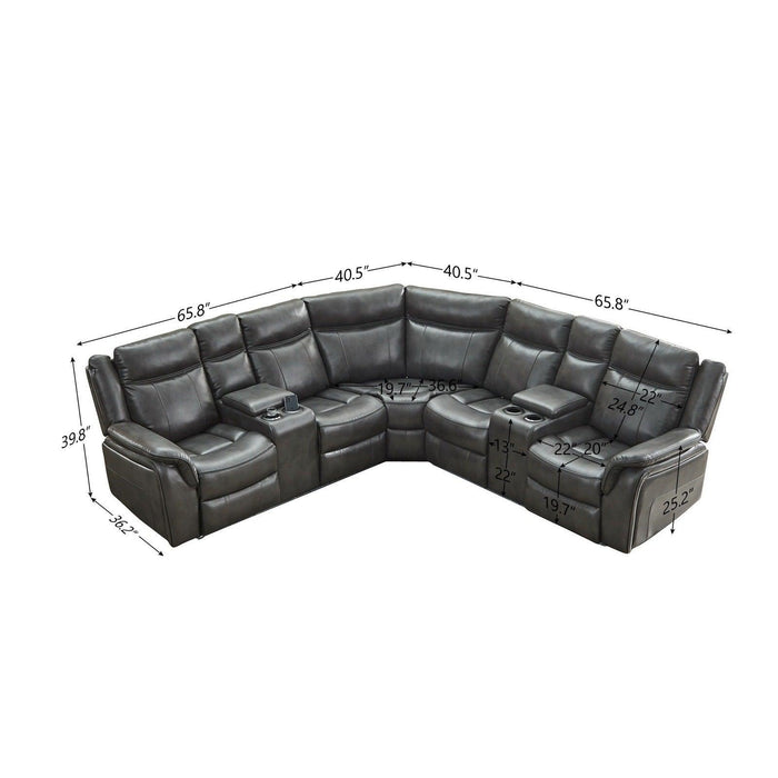 Power reclining Sectional W/LED strip GRAY M02