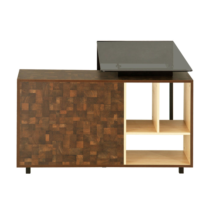 Techni Mobili L-Shape Corner Desk with MultipleStorage, Oak