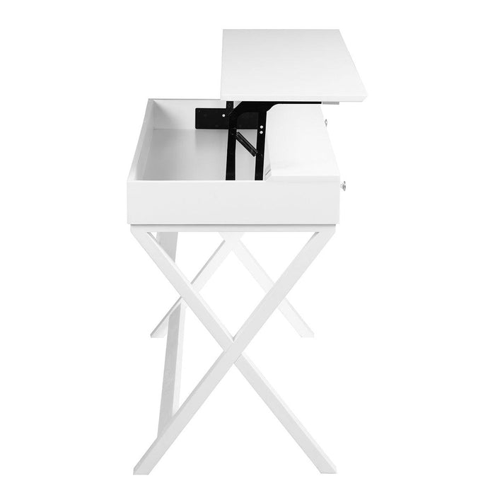 Lift Desk with 2 DrawerStorage, Computer Desk with Lift Table Top, Adjustable Height Table for Home Office, Living Room,white