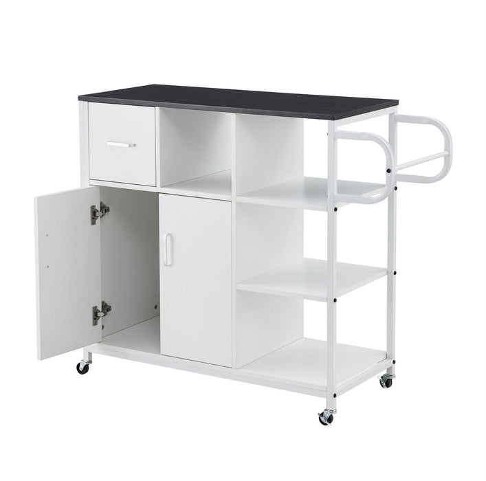KITCHStorage cabinet WHITE-Black, move with roller..