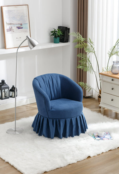 Linen Fabric Accent Swivel Chair Auditorium Chair With Pleated Skirt For Living Room Bedroom Auditorium,Blue