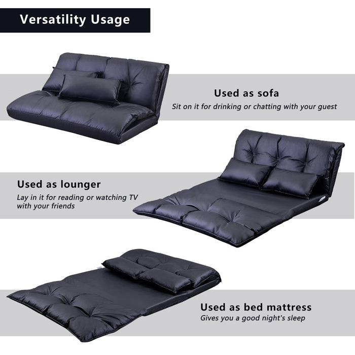 Lazy Sofa Adjustable Folding Futon Sofa Video Gaming Sofa with Two Pillows