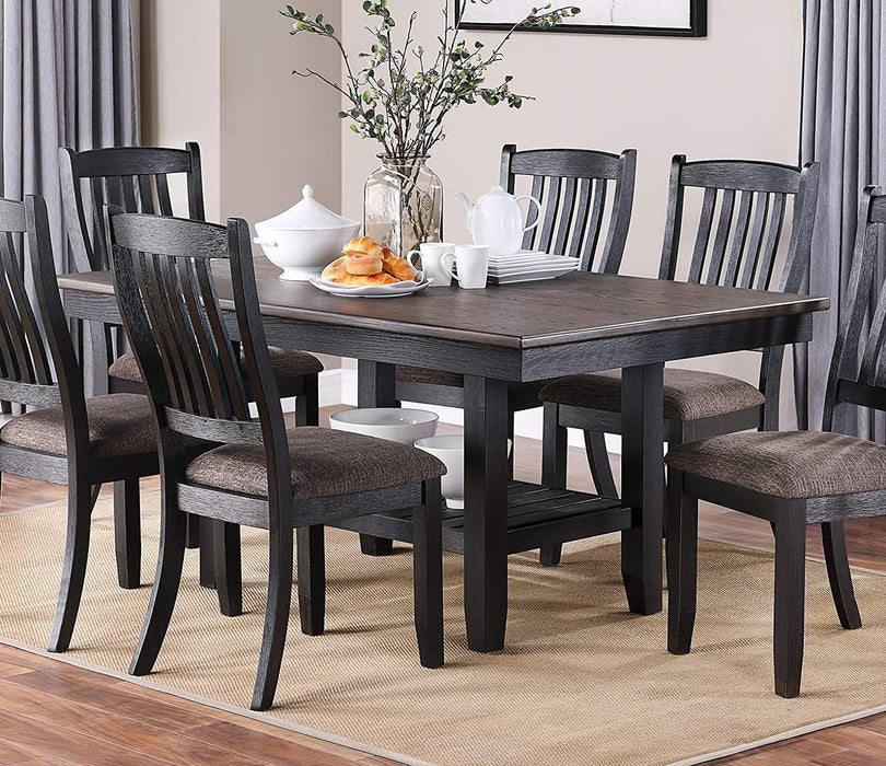 1pc Dining Table Dark Coffee Finish Kitchen Breakfast Dining Room Furniture Table wStorage Shelve Rubber wood