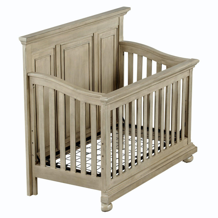 3 Pieces Nursery Sets Traditional Farmhouse Style 4-in-1 Convertible Crib +Dresser with Changing Topper, Stone Gray
