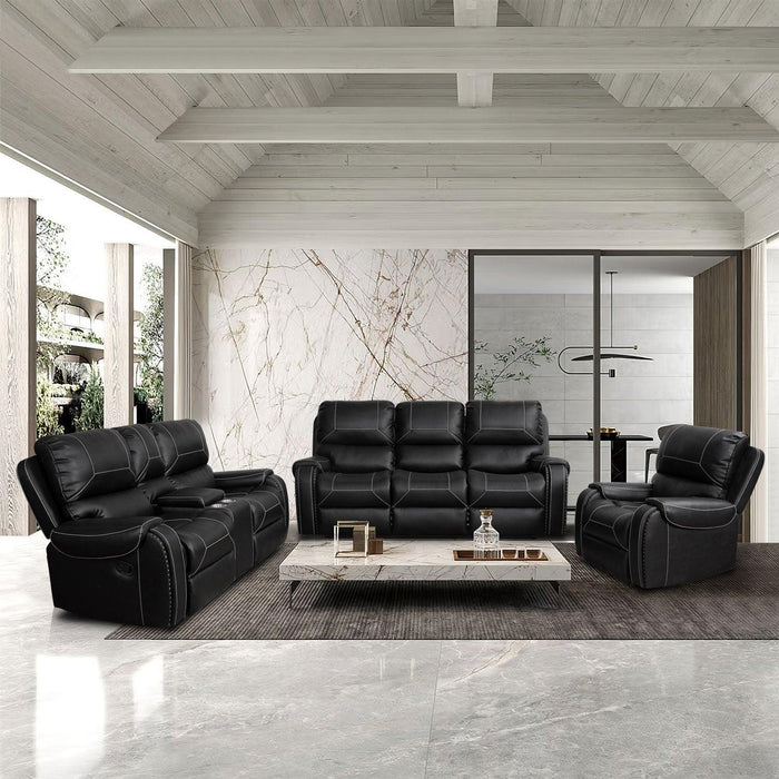 Faux Leather Reclining Sofa Couch 3 Seater for Living Room Black