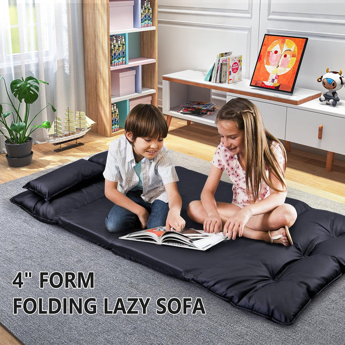 Lazy Sofa Adjustable Folding Futon Sofa Video Gaming Sofa with Two Pillows