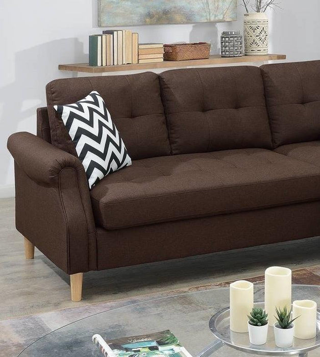 Living Room Corner Sectional Dark Coffee Polyfiber Chaise sofa Reversible Sectional