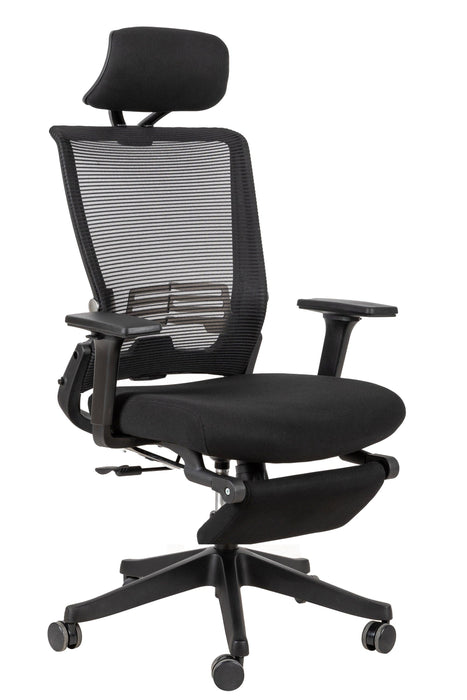 High Back Office Chair with 2d armrest and foot rest, tilt function max 128°,Black