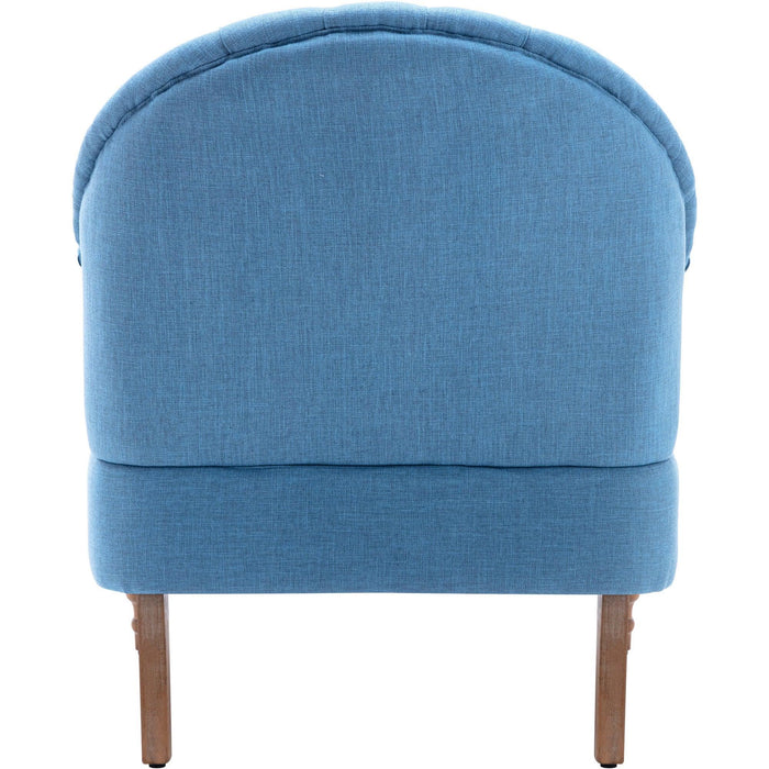 Accent Chair,Button-Tufted Upholstered Chair Set ,Mid CenturyModern Chair with Linen Fabric and Ottoman for Living Room Bedroom Office Lounge,Blue