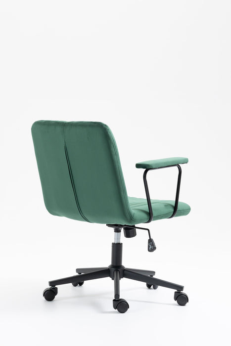 Mid-Back Desk Chair,Velvet Executive Swivel Office Chair with black Frame ,Swivel Arm Chair For Home Office(Green)