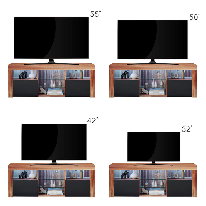 145Modern 57" TV Stand Matte Body High Gloss Fronts with 16 Color LEDs