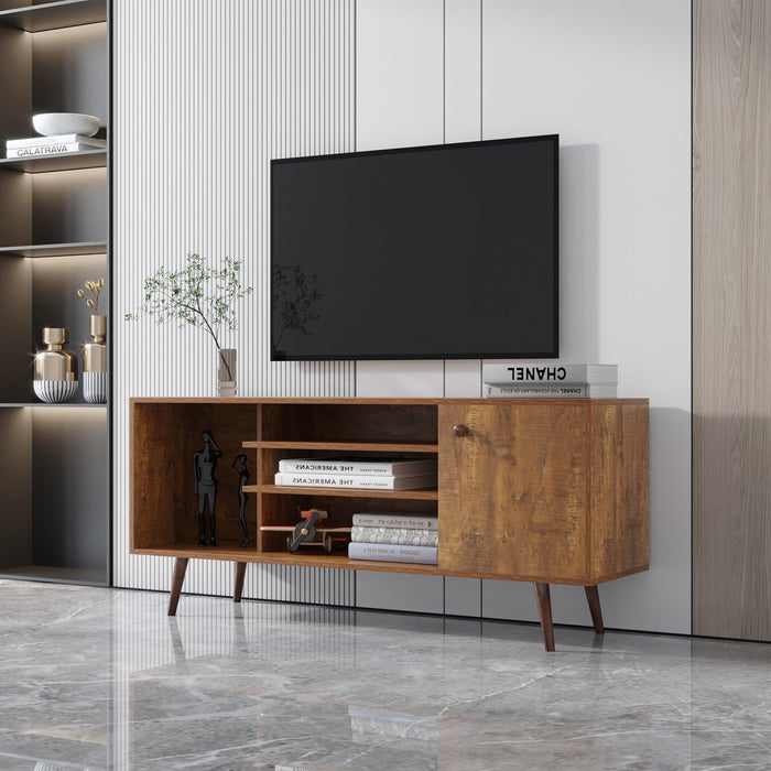 TV Stand Use in Living Room Furniture with 1Storage and 2 shelves Cabinet, high quality particle board,Walnut