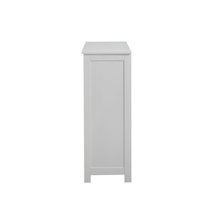 White Bathroom FloorStorage Cabinet, Wooden FreestandingStorage Cabinet, SideStorage Organizer with 1 Cupboard and 3 Drawers