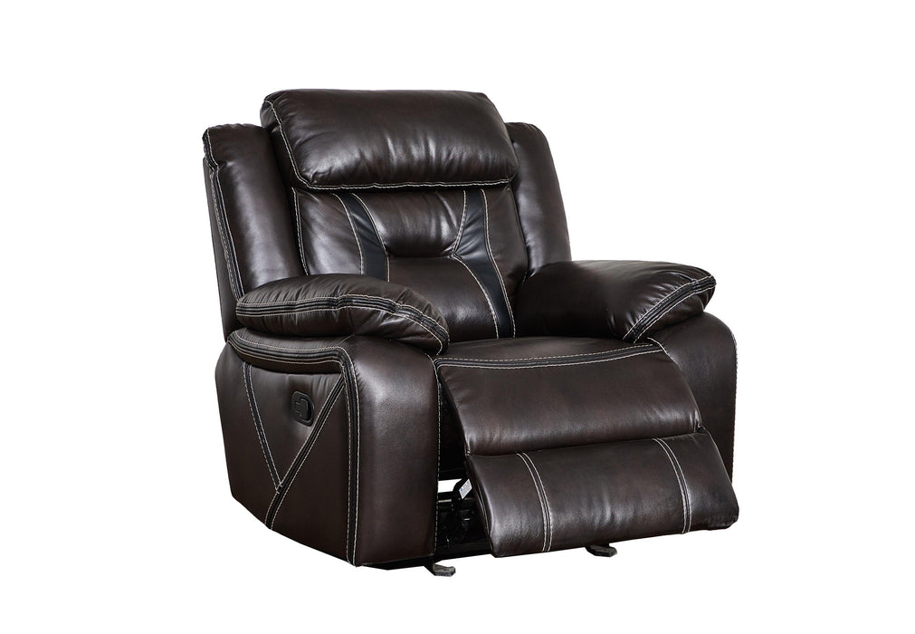 Reclining upholstered manual puller in faux leather, Brown 38.58*38.58*40.16