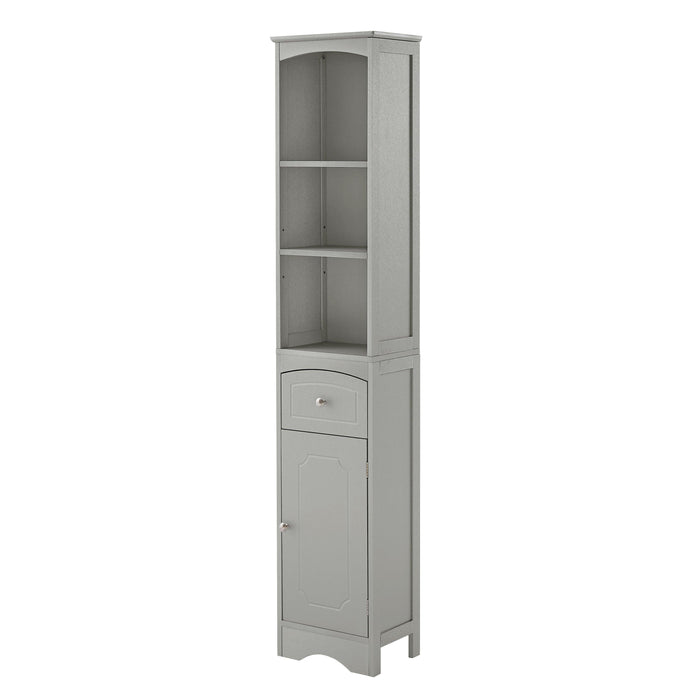 Tall Bathroom Cabinet, FreestandingStorage Cabinet with Drawer, MDF Board, Adjustable Shelf, Grey