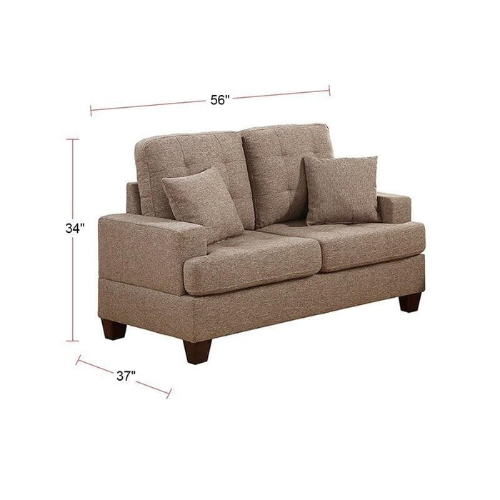 Living Room Furniture 2pc Sofa Set Coffee Polyfiber Tufted Sofa Loveseat w Pillows Cushion Couch Plywood base