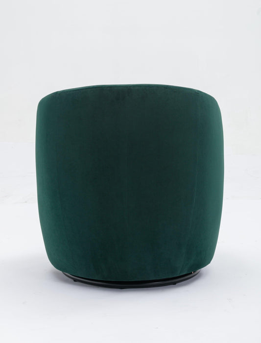 Velvet Fabric Swivel Accent Armchair Barrel Chair With Black Powder Coating Metal Ring,Green