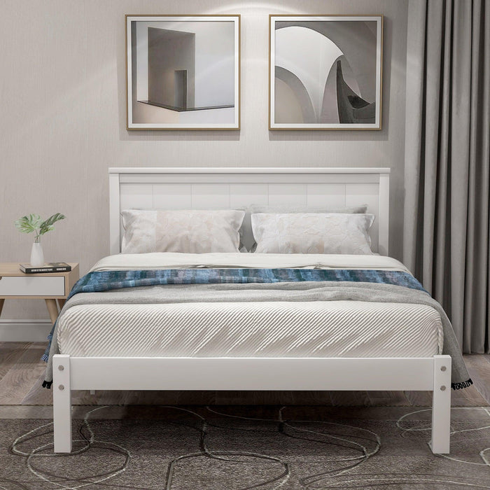 Platform Bed Frame with Headboard , Wood Slat Support , No Box Spring Needed ,Twin,White