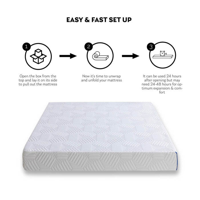 8 Inch Twin Gel Memory Foam Mattress, White, Bed in a Box, Green Tea and Cooling Gel Infused, CertiPUR-US Certified