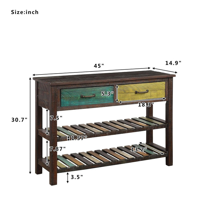 Console Table Sofa Table Console Tables for Entryway Hallway Bathroom Living Room with Drawers and 2 Tiers Shelves (Colorful)