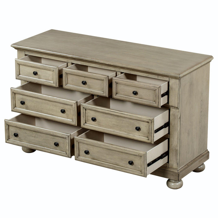 Solid Wood Seven-Drawer Dresser for Nursery, Kid’s Room, Bedroom, Stone Gray