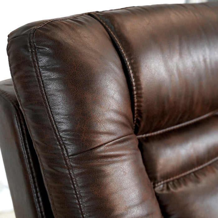 Leather Gel Zero Gravity Brown 37.5W” Width Power Recliner with Power Headrest ( Sofa )