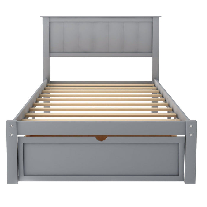 Twin Size Platform Bed with Under-bed Drawer, Gray