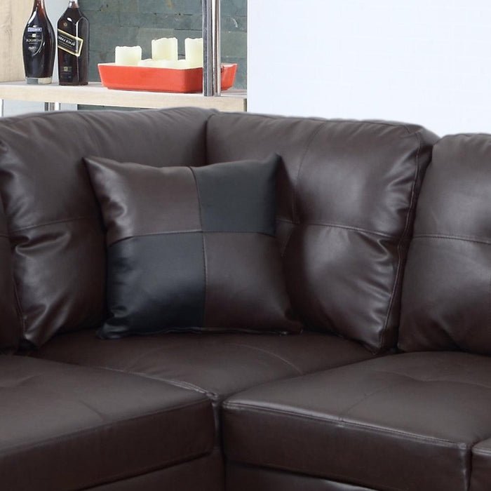 3 PC Sectional Sofa Set, (Brown) Faux Leather Right -Facing Chaise with FreeStorage Ottoman