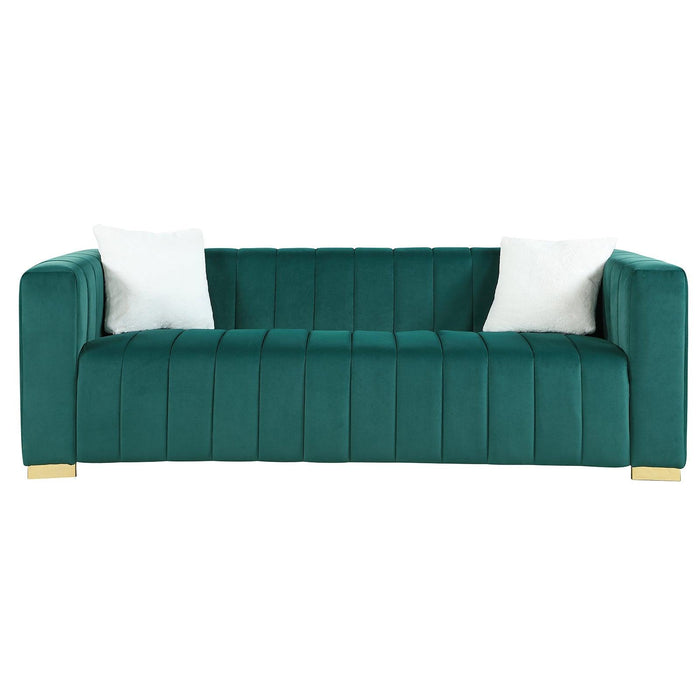 AModern  channel sofa  take on a traditional Chesterfield,Dark Green color,3 Seater