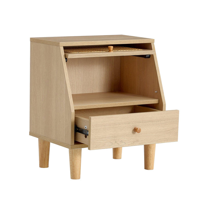 Modern simpleStorage cabinet MDF Board bedside cabinet Japanese rattan bedside cabinet Small household furniture bedside table.Applicable to dressing table in bedroom, porch, living room.2 Drawers