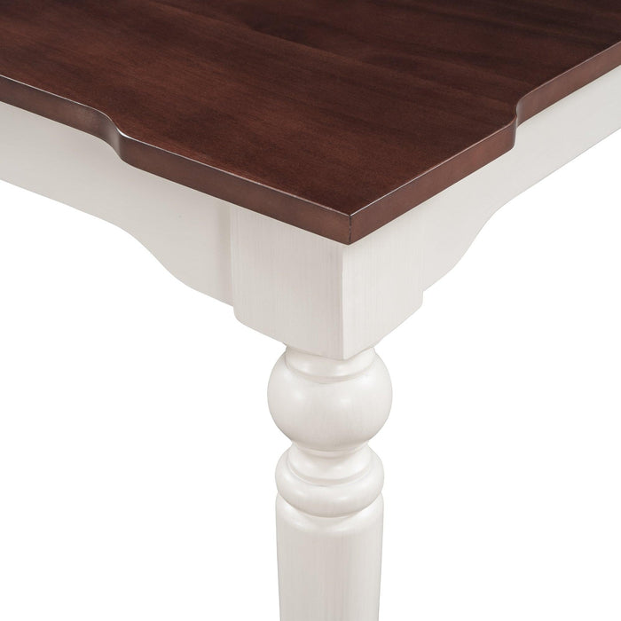 Wood Retro Classical Dining Table, Cherry Top+White Legs