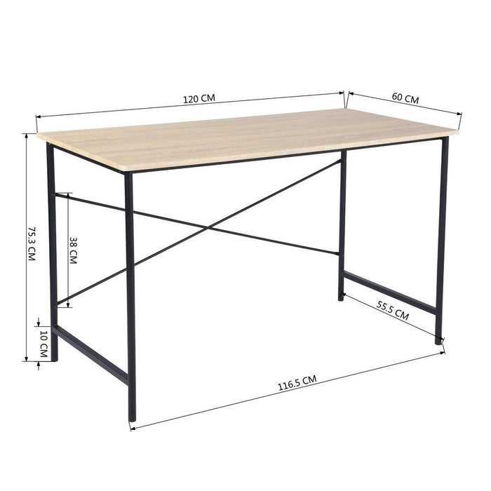 47.2“W x 23.6”D x 29.6“H Metal Frame Home Office Writing Desk - Oak & Black