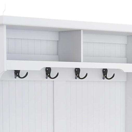 Entryway hall tree with coat rack 4 hooks andStorage benchShoe cabinet white