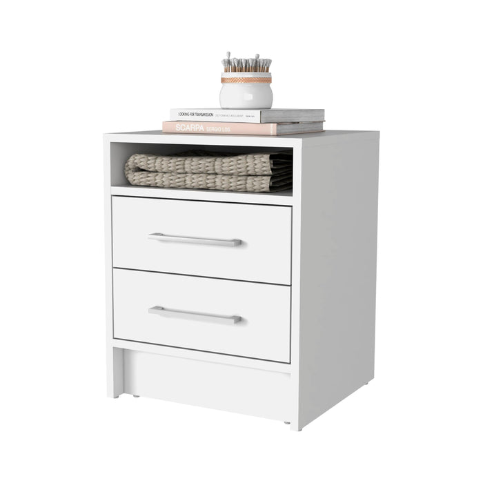 Peterson 2-Drawer 1-Shelf Side Table White